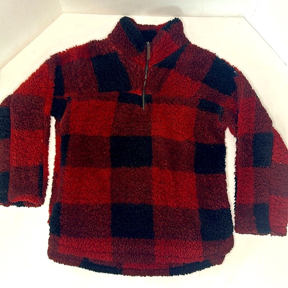 Elodie | Red & Black Pull Over Sweater 1/4 Zip | Size XS - Picture 2 of 12